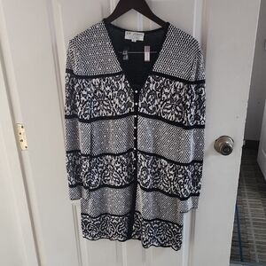 St. John Monochrome Patterned Button Down Shirt
